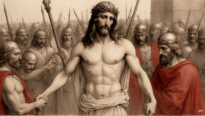 Gesù deriso e percosso dai soldati romani da Josef Johann Michel