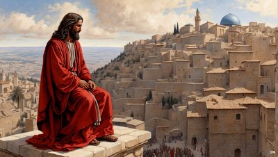 Gesù fu portato dal diavolo sul pinnacolo del tempio - gettati giù (02) da Josef Johann Michel