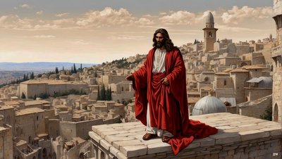 Gesù fu portato dal diavolo sul pinnacolo del tempio - gettati giù (03) da Josef Johann Michel