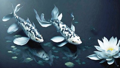 Carpa Koi marmo bianco da Josef Johann Michel