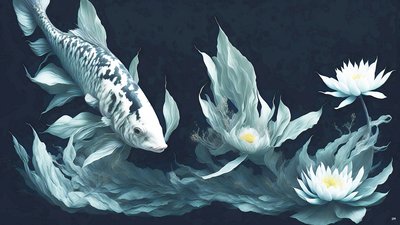 Carpa Koi marmo bianco da Josef Johann Michel