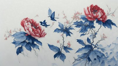 peonia in blu da Josef Johann Michel