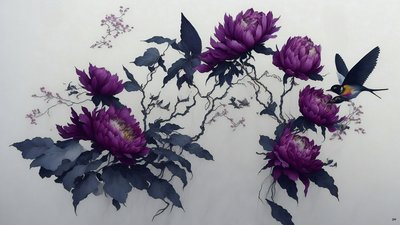 peonia in viola scuro da Josef Johann Michel