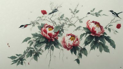 peonia in verde da Josef Johann Michel