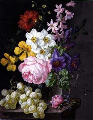 Rose, narcisi e fiori in un vaso da Josef Lauer