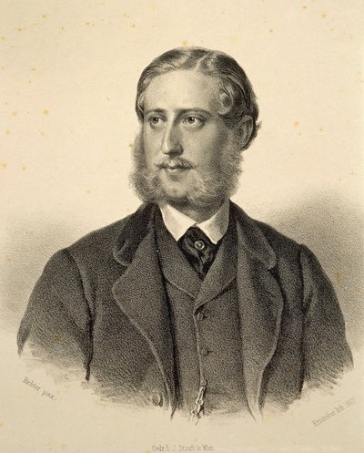 Ritratto di Ferdinand Bonaventura, Principe Kinsky (1834-1904). Incisione di Josef Kriehuber da Josef Nikolaus Kriehuber