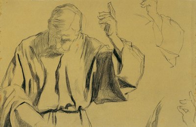 Studio di drappeggio per il dipinto "Ascensione di Cristo" da Josef Wawra
