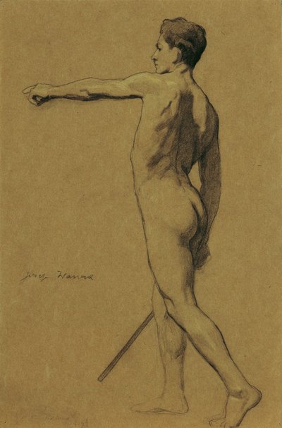 Studio di nudo maschile in piedi da Josef Wawra