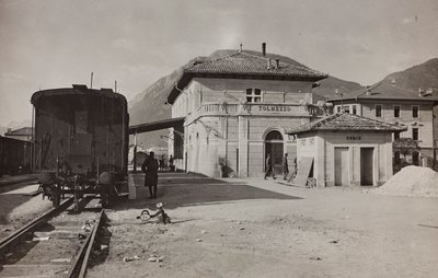 Album "Meine weltkriegs - Erinnerungen South-West Front (Carinzia, Italia, Trentino-Alto Adige) 31/03/1915-12/11/1918 - Josef Zohles Wien": stazione di Tolmezzo (foto b/n) da Josef Zohles