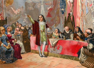 Colombo davanti alla Giunta di Salamanca da Josep or Jose Planella Coromina