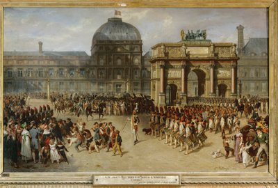 Rassegna militare davanti al palazzo delle Tuileries, Parigi, nel 1810 ... da Joseph-Louis-Hippolyte Bellange