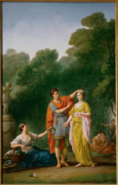 Un innamorato che incorona la sua amata con una corona di fiori ... da Joseph Marie the Elder Vien