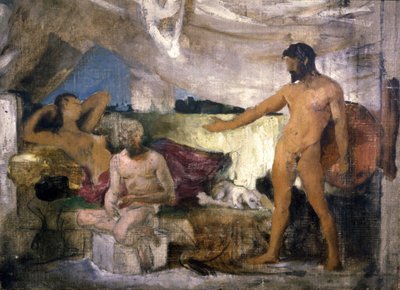 Guerra di Troia: Achille e Priamo, re di Troia, c.1850 da Joseph Noel Sylvestre