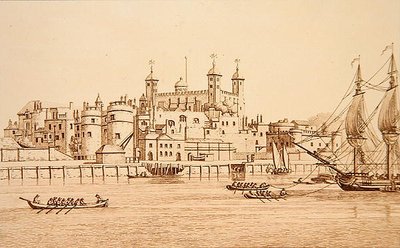 Veduta sud della Torre di Londra, inciso da J.C. Stadler (fl.1780-1812) da Joseph (after) Farington