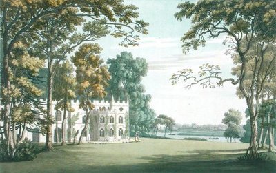 La casa, i giardini e il lago di Strawberry Hill, inciso da J.C. Stadler da Joseph (after) Farington