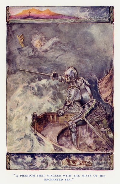 Illustrazione per Sir Knight of the Splendid Way (litografia a colori) da Joseph (after) Finnemore