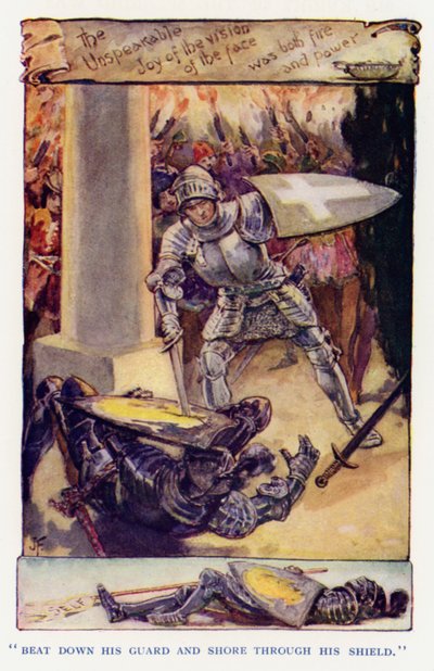Illustrazione per Sir Knight of the Splendid Way (litografia a colori) da Joseph (after) Finnemore