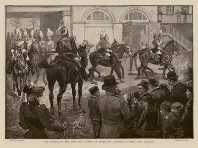 Guardie a cavallo che arrivano alla loro nuova caserma a Hyde Park, Londra da Joseph (after) Finnemore