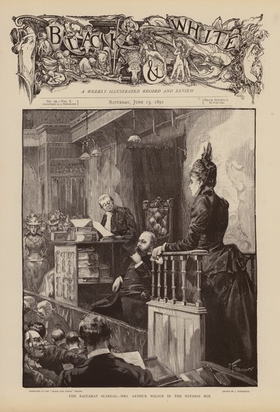 La signora Arthur Wilson testimonia durante il processo dello Scandalo del Baccarat da Joseph (after) Finnemore