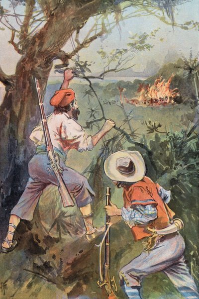 Robinson Crusoe: Le capanne in fiamme da Joseph (after) Finnemore