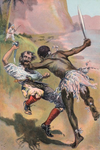 Robinson Crusoe: Lo spagnolo è attaccato da un selvaggio da Joseph (after) Finnemore