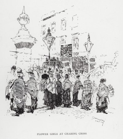 Ragazze dei fiori a Charing Cross da Joseph (after) Pennell