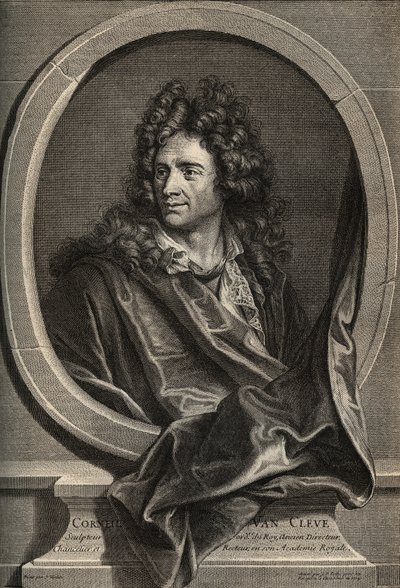 Ritratto di Corneille Van Cleve, scultore francese (1645-1732) incisione di Poilly dopo il dipinto di Joseph Vivien da Joseph (after) Vivien