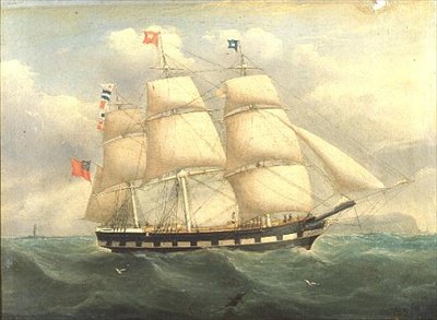 Una nave inglese a vele quadre al largo della costa da Joseph (attr. to) Heard