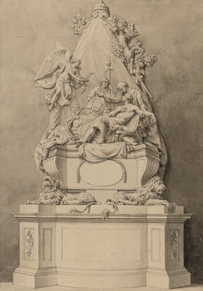Monumento del Maggiore Generale Wolfe, area nord, Abbazia di Westminster (inchiostro e lavaggio su carta) da Joseph (attr. to) Wilton