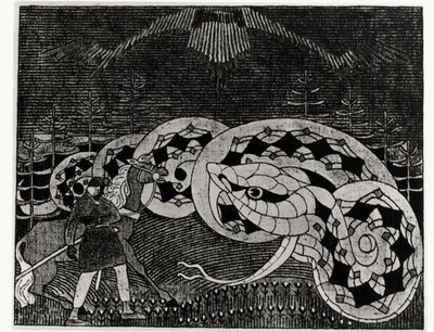 Seppo Llmarinen che ara il Campo dei Serpenti, illustrazione da 