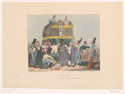Doganieri ispezionano i beni dei passeggeri (I divertimenti dei gentili doganieri) da Joseph Ambroise Jobard