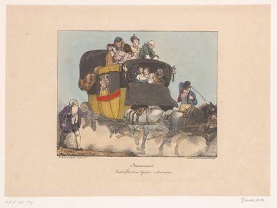 Donna vomita da un omnibus in movimento da Joseph Ambroise Jobard