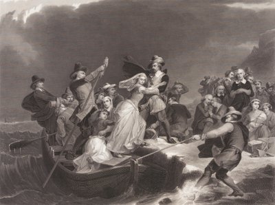 Lo sbarco dei pellegrini a Plymouth Rock nel 1620 da Joseph Andrews