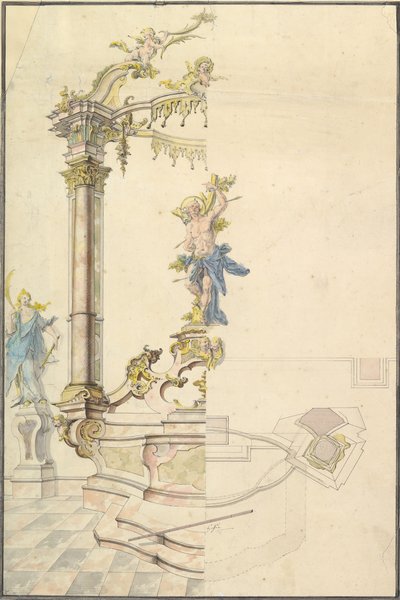 Progetto per un altare con una figura di San Sebastiano da Joseph Anton Feuchtmayer