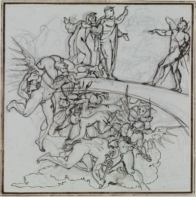 Nel lago di pece dei barattieri, il consigliere di Lucca (Inferno di Dante, Canto 21, V 34) da Joseph Anton Koch