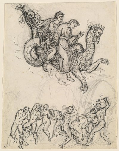 Dante e Virgilio che Cavalcano sul Dorso di Gerione da Joseph Anton Koch