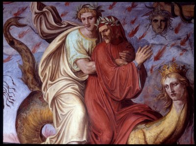 Divina Commedia di Dante - (dettaglio) rappresentante lo scrittore. Affresco di Joseph Anton Koch, Casino Massimo, Roma da Joseph Anton Koch