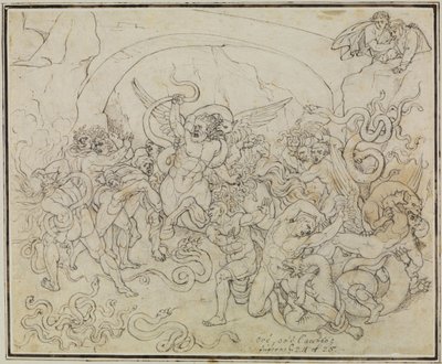 La punizione dei ladri nella valle dei serpenti e dei draghi (Inferno di Dante, Canto 25, V 17) da Joseph Anton Koch