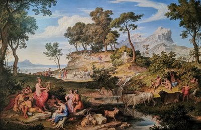 Tedesco: Apollo unter den Hirten Apollo tra i pastori
 Apollo tra i pastori
 Francese:  Apollon parmi les bergers Apollo tra i pastori da Joseph Anton Koch