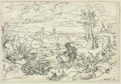 Paesaggio con San Giorgio e il drago e il Monte Soratte da Joseph Anton Koch