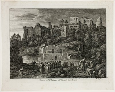 Rovine del Palazzo dei Cesari a Roma, tavola otto da Die Römische Ansichten da Joseph Anton Koch