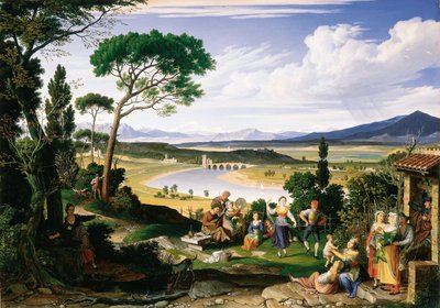 Paesaggio del Tevere con gente allegra di campagna, 1817 da Joseph Anton Koch