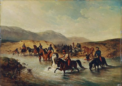Cavalleria francese al bagno dei cavalli da Joseph Anton Strassgschwandtner
