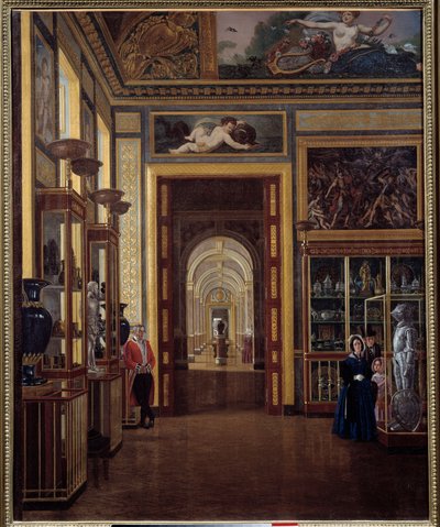 La sala dei gioielli al Louvre e infilata delle sale Carlo X da Joseph Auguste