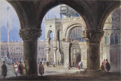 Chiesa e Piazza San Marco a Venezia, incollata nel diario di Thomas Moody di un tour attraverso la Svizzera e l
