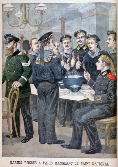 Marinai russi che mangiano paiki a Parigi, 1900 da Joseph Belon