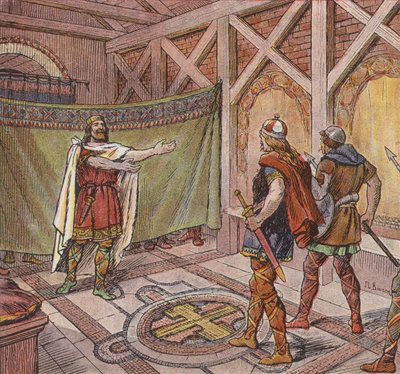 Clotario I vede i piedi degli assassini ordinati di ucciderlo dal fratello Teodorico da Joseph Beuzon