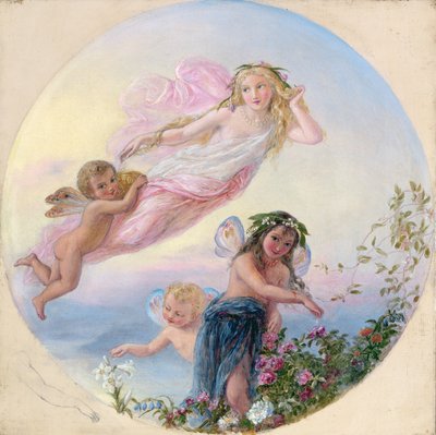 Una silfide e le sue fate assistenti che spruzzano la rugiada del mattino presto da Joseph Bouvier
