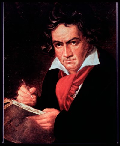 Ritratto del compositore tedesco Ludwig van Beethoven che scrive la Missa solemnis da Joseph Carl (after) Stieler