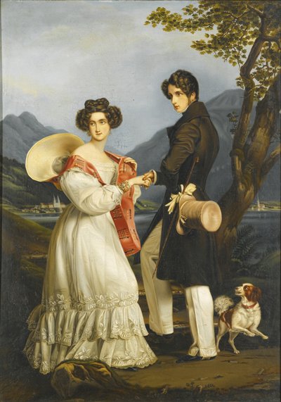 Duca Massimiliano Giuseppe in Baviera e Ludovika di Baviera a Schloss Tegernsee da Joseph Carl Stieler
